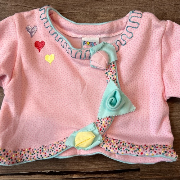 VTG Little by Little 2-Piece Long Sleeve & Puff Paint Sweater Jacket Set 0/6m - Picture 5 of 16